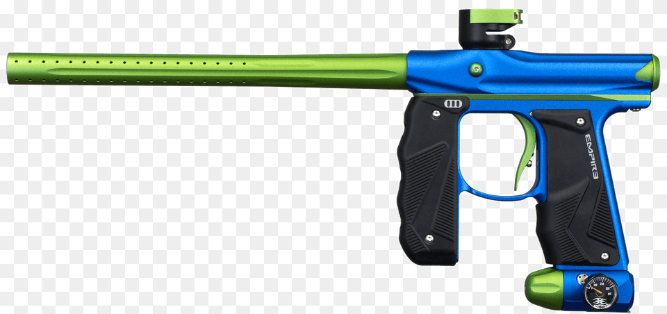 Gunpaintball Markerfirearmair Equipmentrecreationgun Empire Mini Gs Blue And Green, Firearm, Weapon, Gun, Handgun Png Image