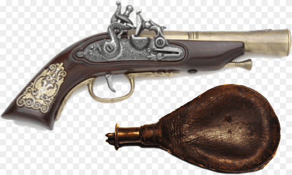 Gunpowder Flask And Pistol 17th Century Guns, Firearm, Gun, Handgun, Weapon Free Png