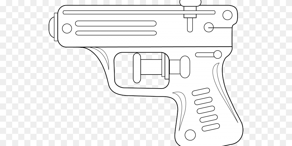 Guns Clipart Line Art Water Gun Clip Art Black And White, Firearm, Handgun, Weapon Free Png Download