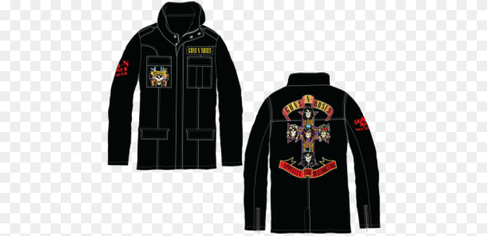 Guns N Roses Army Jacket, Clothing, Coat, Knitwear, Long Sleeve Png Image