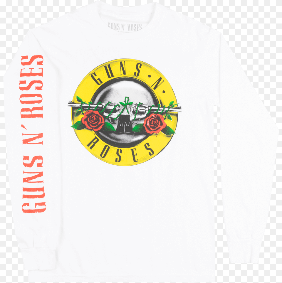 Guns N Roses Bullet Logo Long Sleeve Shirt Mens Rock Guns N Roses, Clothing, Long Sleeve, T-shirt, Flower Free Transparent Png