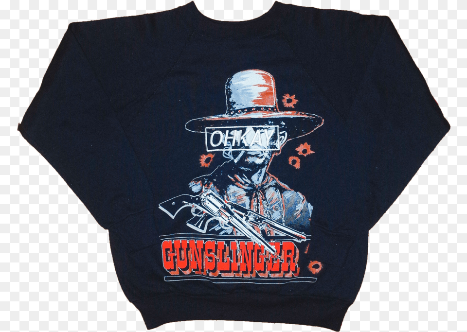 Gunslinger Long Sleeved T Shirt, Clothing, T-shirt, Hat, Adult Free Transparent Png