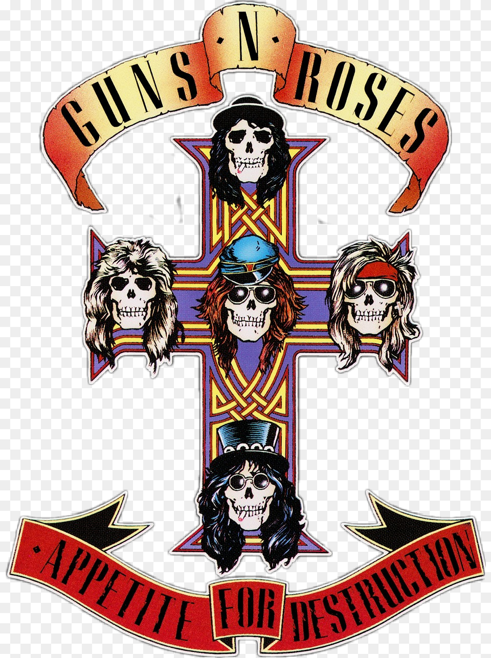 Gunsnroses Izzystradlin Izzy Axlrose Axl Saulhudson Guns N39 Roses, Cross, Symbol, Adult, Person Png Image