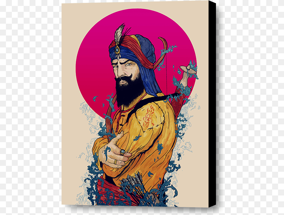 Guru Hargobind Sahib Ji Sache Patshah Sikh Artist, Adult, Person, Painting, Man Png Image