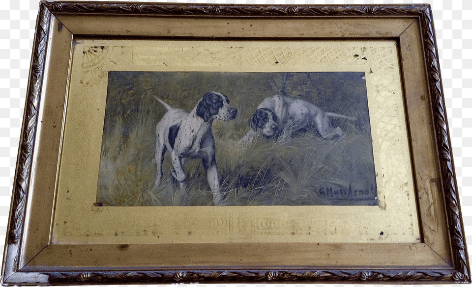 Gustav Muss Arnolt Two Pointers In A Field Original Picture Frame, Art, Painting, Animal, Canine Free Transparent Png