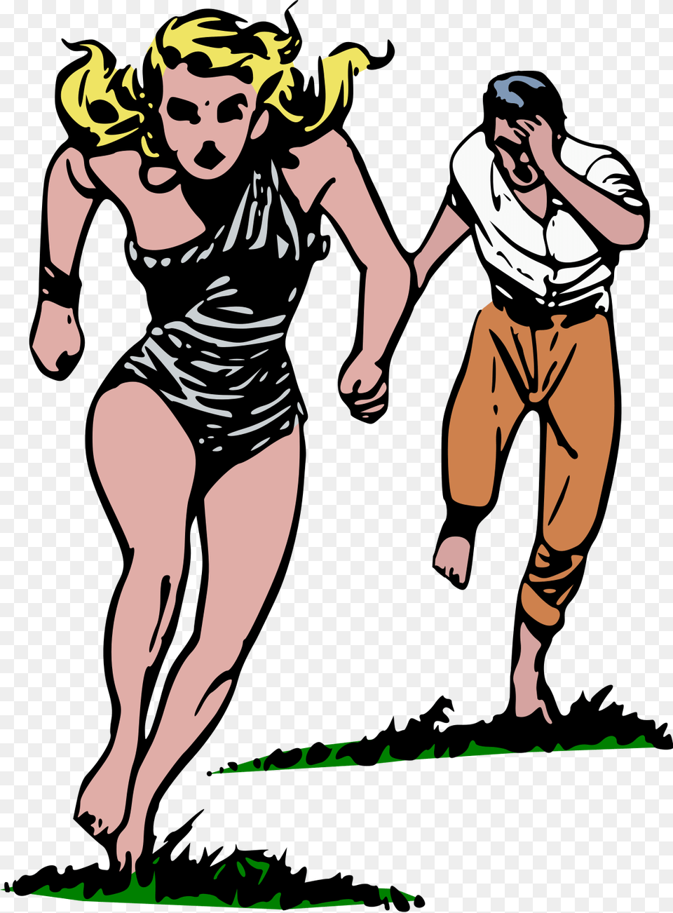 Guy Chasing Girl Cartoon, Shorts, Clothing, Person, Head Png Image