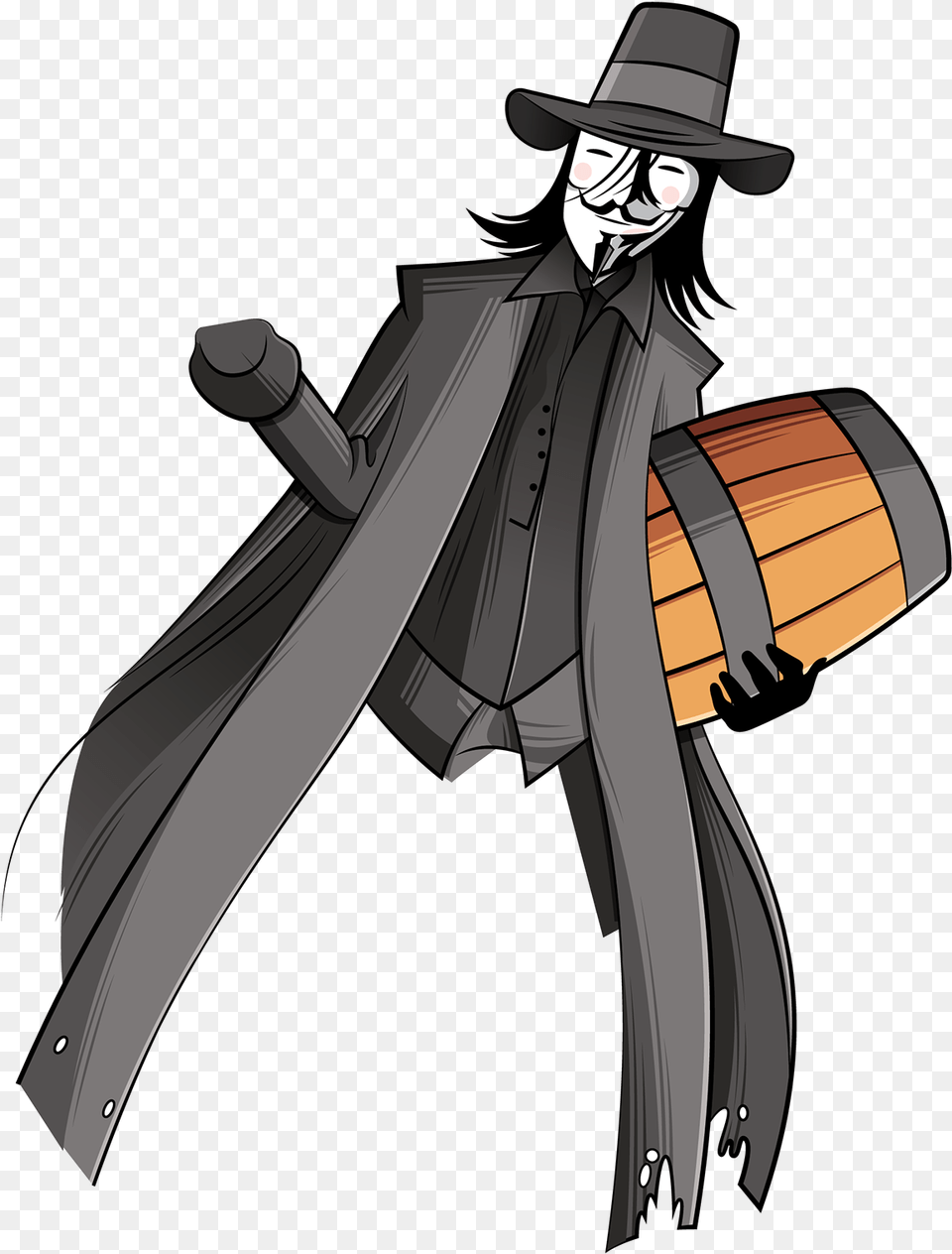 Guy Fawkes Created In Illustrator Cartoon, Clothing, Coat, Person, Hat Png Image