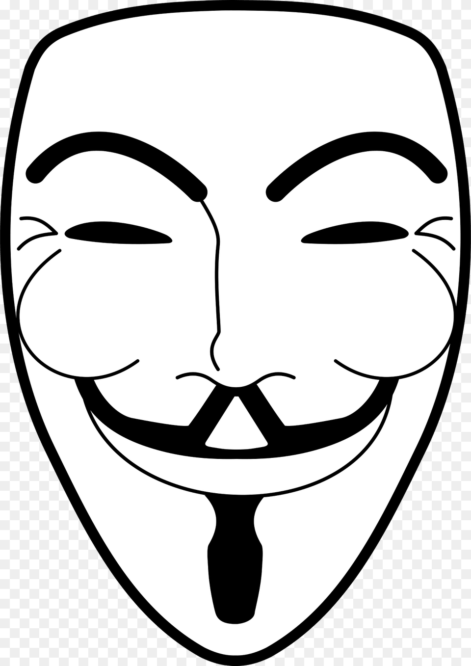 Guy Fawkes Mask Black And White Clipart, Stencil, Person, Face, Head Png Image