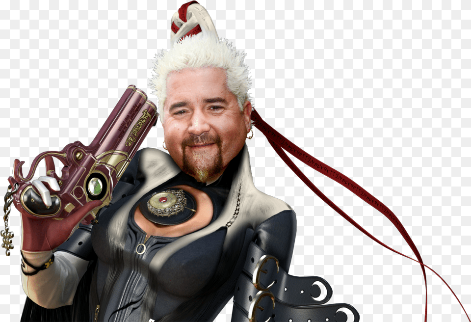 Guy Fieri As Baoynetta From The Video Halloween Costume Super Smash Bros, Clothing, Person, Adult, Portrait Free Transparent Png
