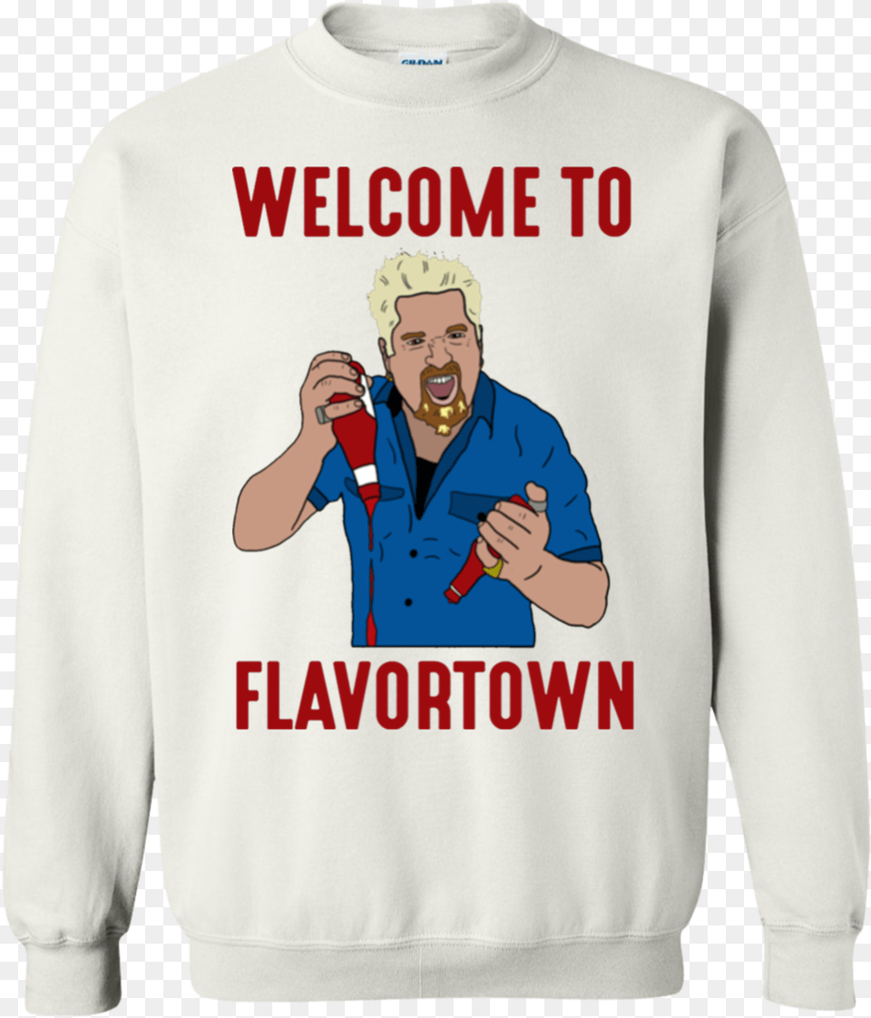 Guy Fieri Sweatshirt Sweater Wednesdays We Watch Riverdale, Clothing, Knitwear, Adult, Person Png Image