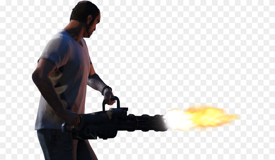 Guy Holding A Mini Gun, Adult, Male, Man, Person Png Image