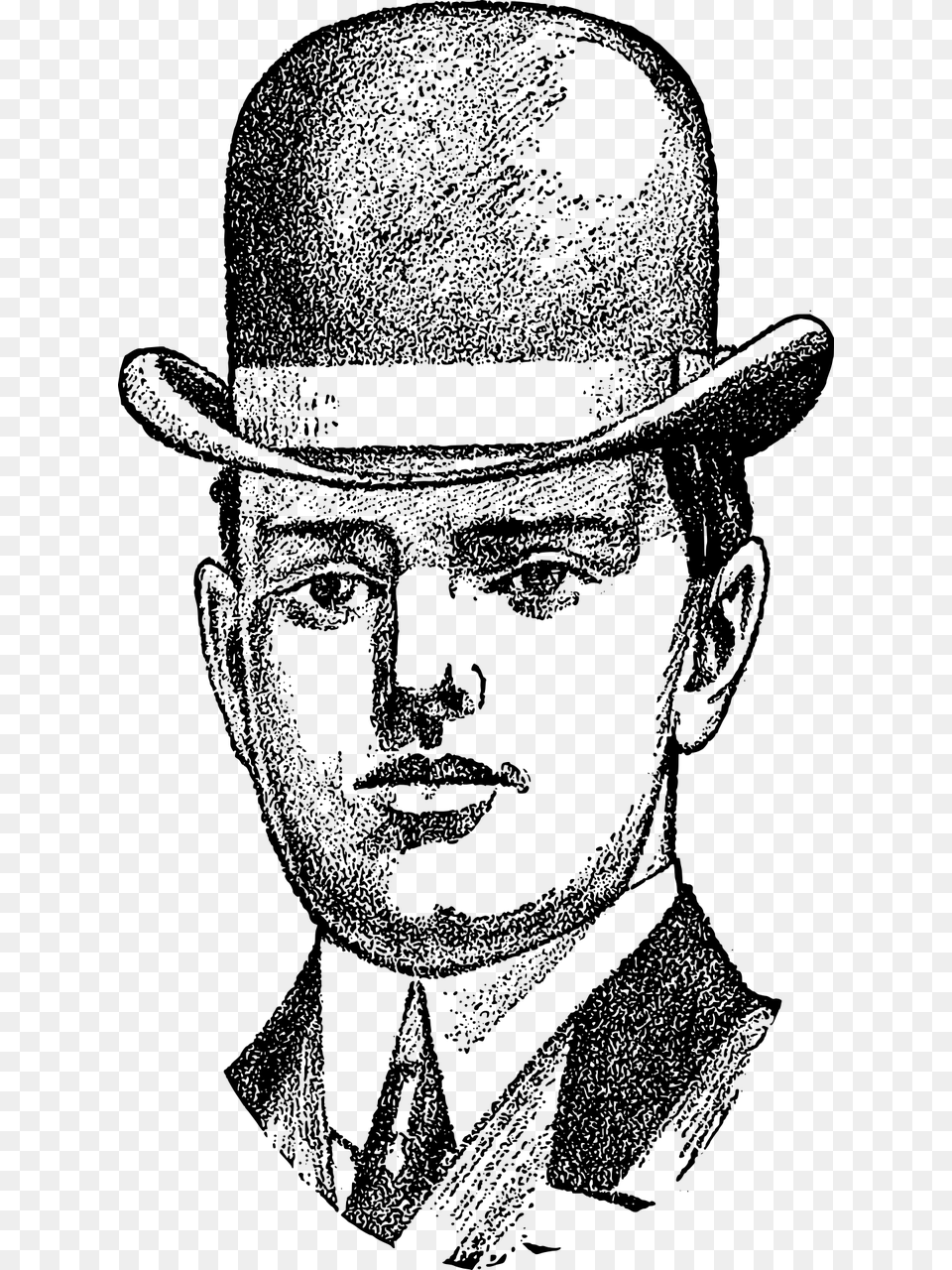 Guy In Bowler Hat Illustration, Gray Free Transparent Png
