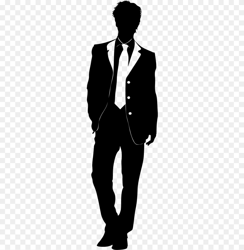 Guy In Suit Fashion Sticker Dessin De Silhouette Homme, Gray Png