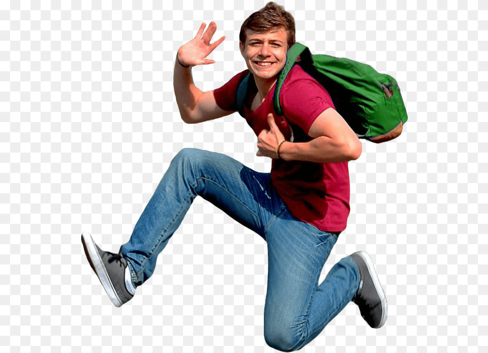 Guy Jumping Person Waving Background, Pants, Clothing, Jeans, Adult Png Image