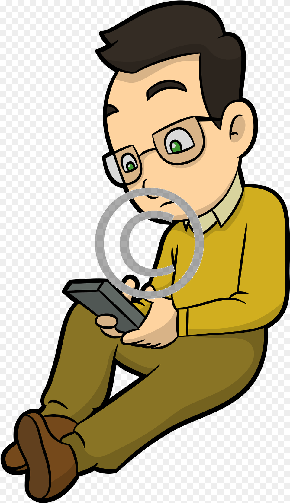 Guy On Phone Cartoon, Person, Face, Head Png Image