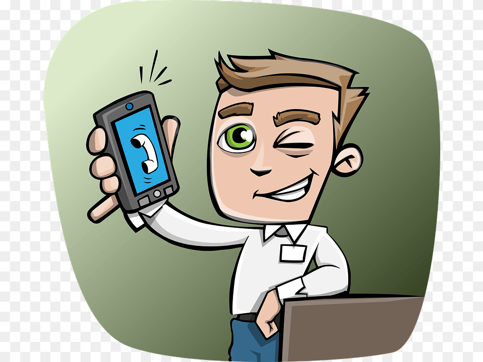 Guy Phone Smartphone Wink Holding A Phone Smiling Cartoon Mobile Boys, Photography, Electronics, Mobile Phone, Face Png Image