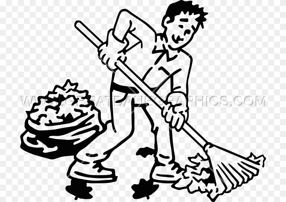 Guy Raking Production Ready Black And White Leaves Clipart, Cleaning, Person, Face, Head Free Transparent Png