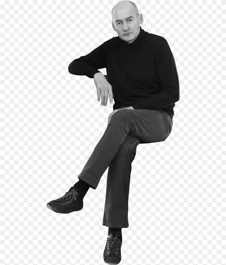 Guy Sitting Arms Up Rem Koolhaas, Adult, Shoe, Person, Man Free Png Download