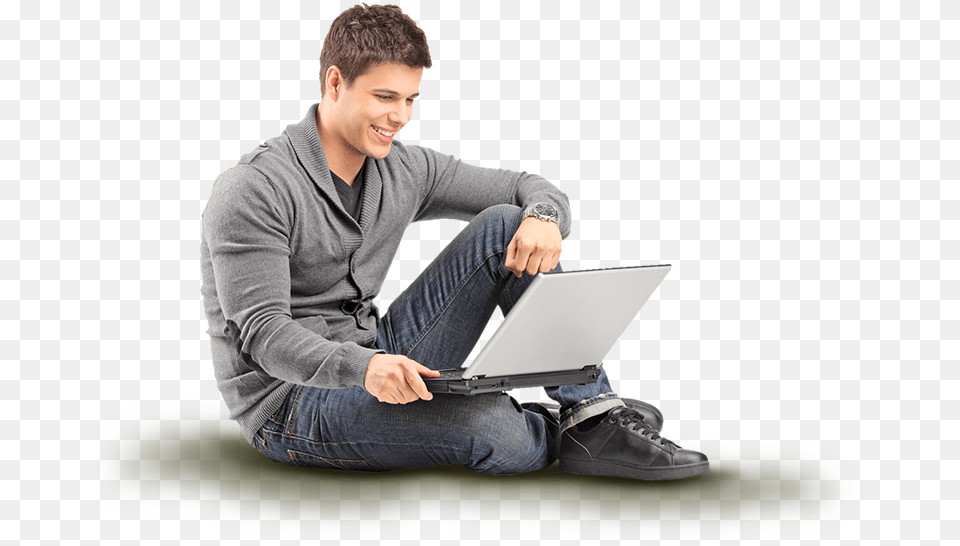 Guy Sitting On The Ground Download Guy With Laptop, Computer, Electronics, Person, Pc Free Transparent Png