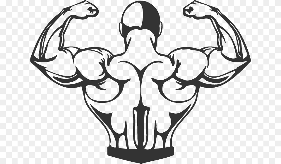 Guy Thinking Muscle Drawing Body Builder Back Cartoon, Stencil, Baby, Person, Head Free Png
