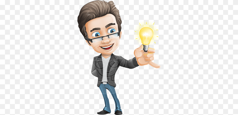 Guy Vector Minimalist Character Cartoon Characters Man, Light, Baby, Person, Lightbulb Free Png