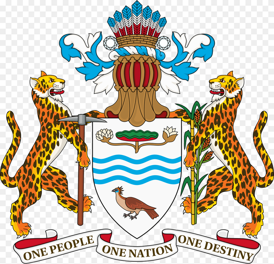 Guyana Independence Day 2019 Coat Of Arms Guyana National Coat Of Arms, Animal, Bird, Giraffe, Mammal Png