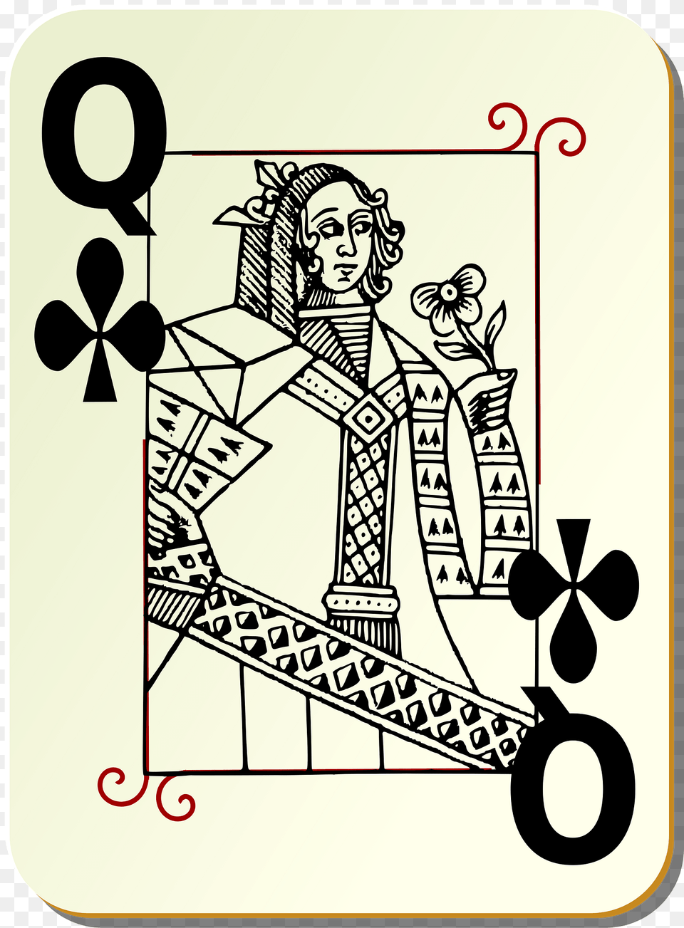 Guyenne Deck Queen Of Clubs Clipart, Person, Art, Symbol, Text Free Transparent Png