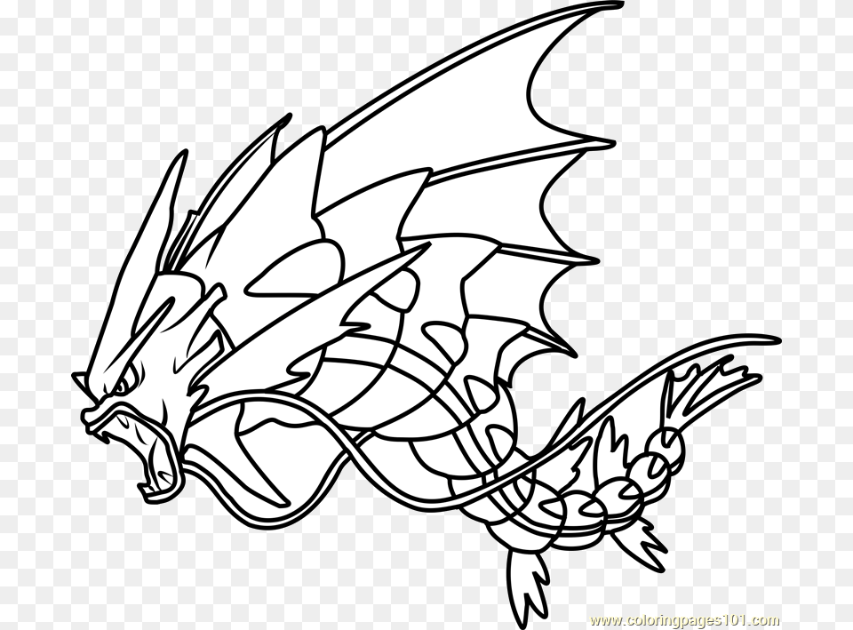 Gyarados Pokemon Coloring Pages Transparent Mega Gyarados Coloring Page, Dragon, Person Png