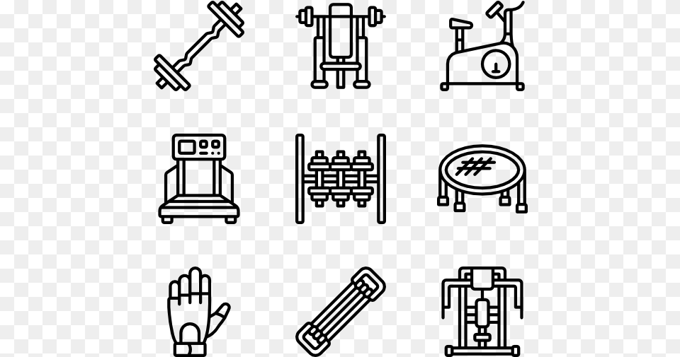 Gym Equipment 50 Icons Exercise Equipment, Gray Free Png