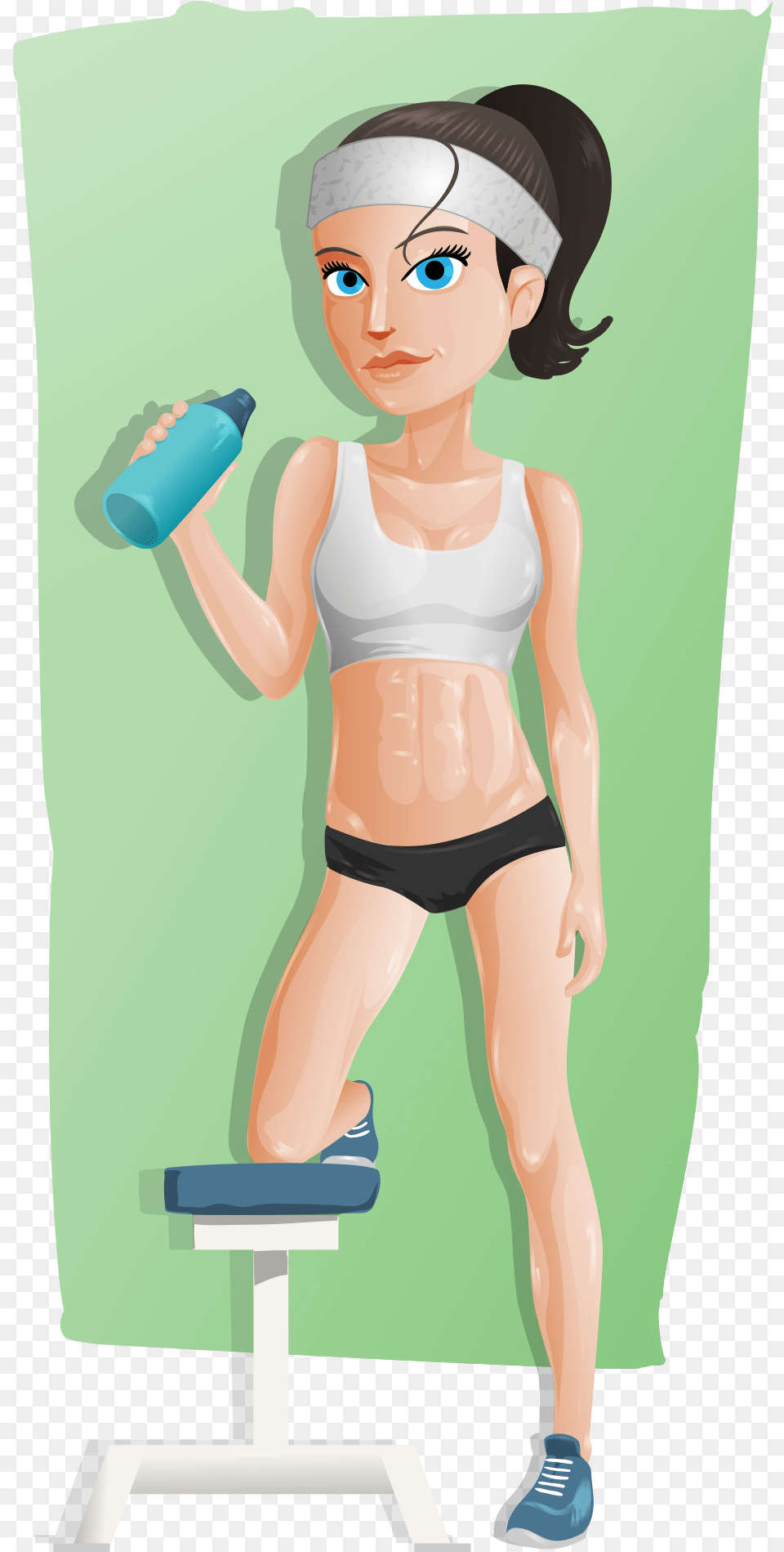 Gym Girl Cartoon, Person, Bottle, Shaker, Face Free Png Download