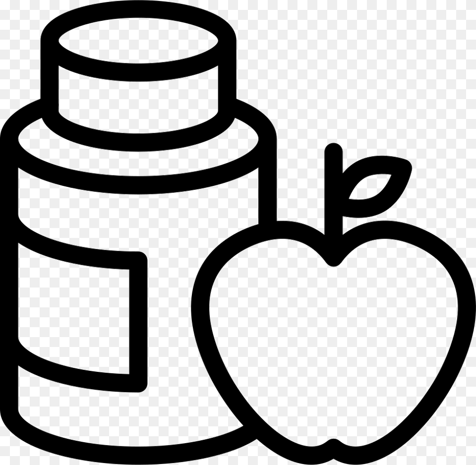 Gymnast Apple Diet With Natural Supplements Svg Food Supplements Icon, Bottle, Stencil, Smoke Pipe Free Png