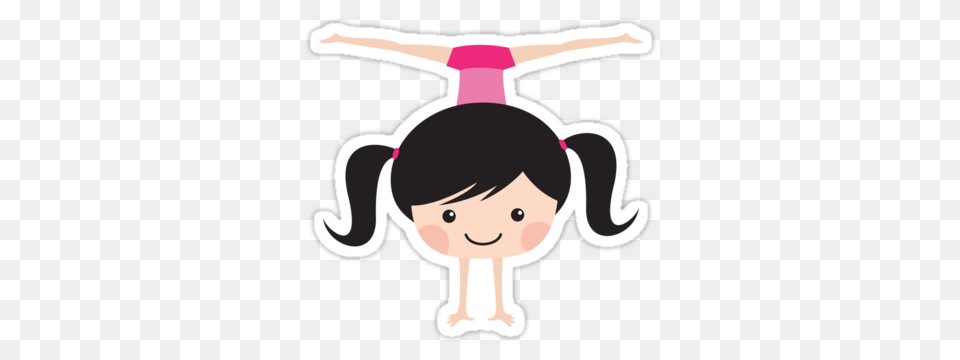 Gymnast Girl Doing Handstand And Side Splits Sticker, Baby, Person, Face, Head Png Image