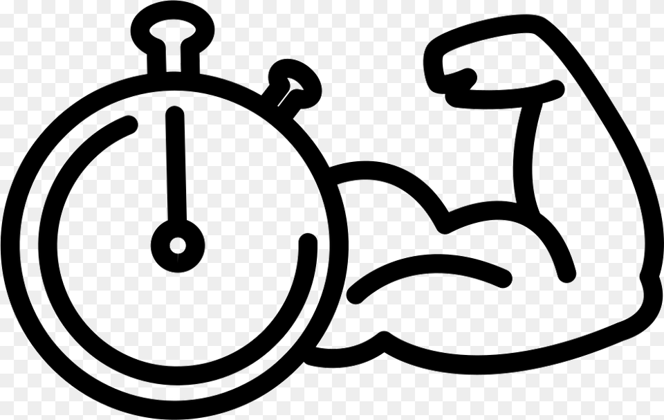 Gymnast Muscular Arm Outline With A Timer Comments Muscle, Alarm Clock, Clock, Smoke Pipe Free Png Download
