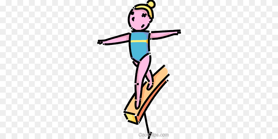 Gymnast On The Balance Beam Royalty Vector Clip Art, Acrobatic, Balance Beam, Gymnastics, Sport Free Png Download