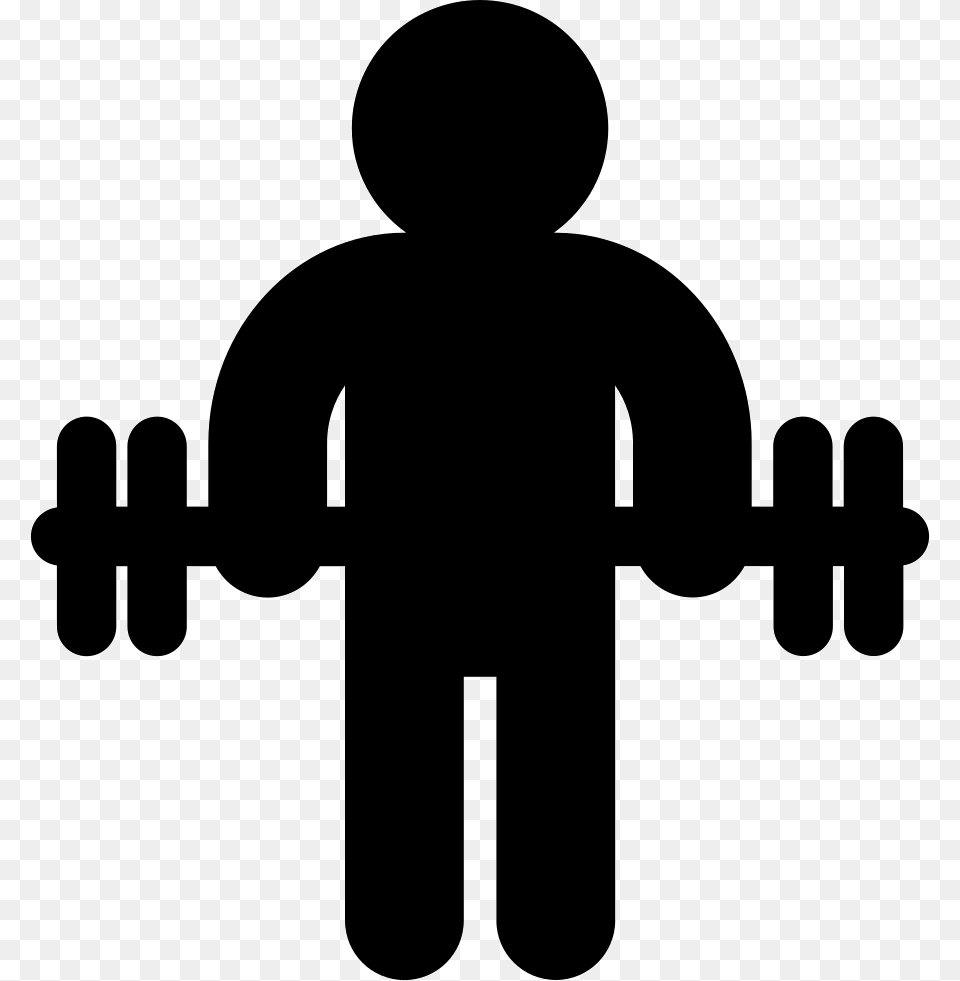 Gymnast Silhouette Standing With Dumbbells Fitness Centre Silhouette, Stencil, Baby, Person Png Image