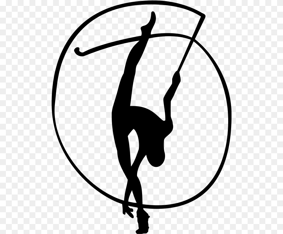 Gymnastic Clipart Rhythmic Gymnastics Ribbon Cartoon, Gray Png
