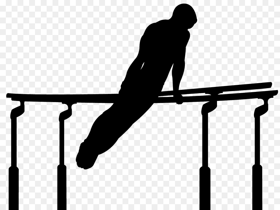 Gymnastics Parallel Bars Silhouette, Handrail, Adult, Male, Man Free Png