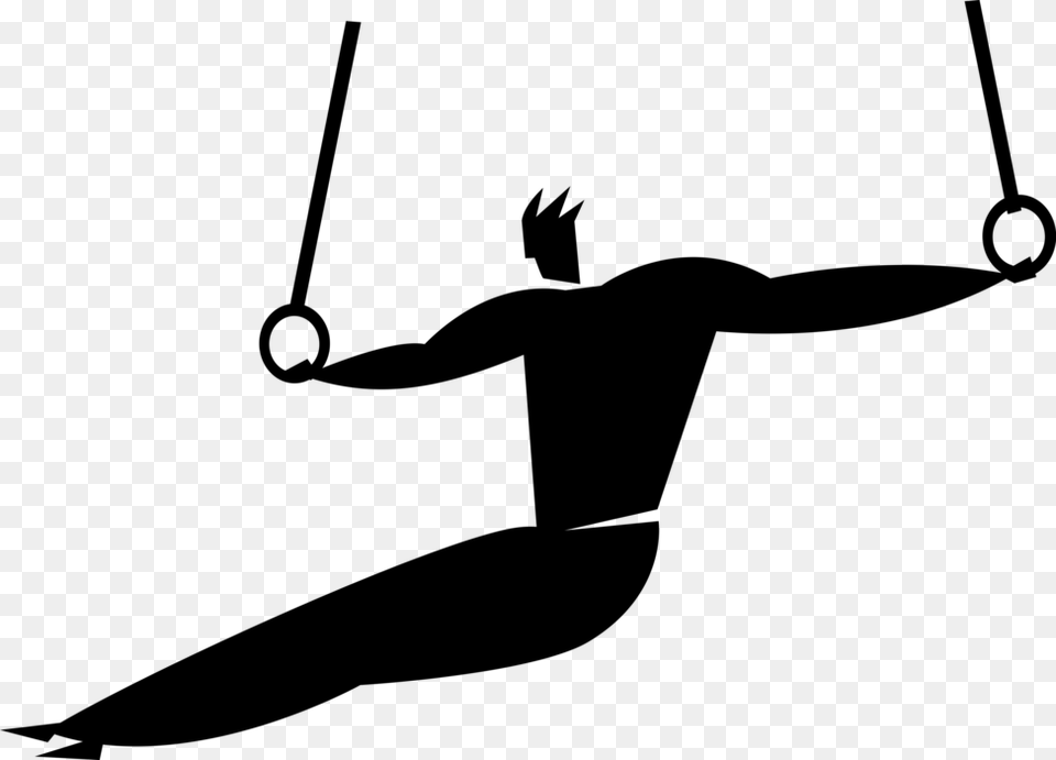 Gymnastics Routine On Rings Clip Art Stock Gymnastics Still Rings Silhouette, Gray Free Png Download