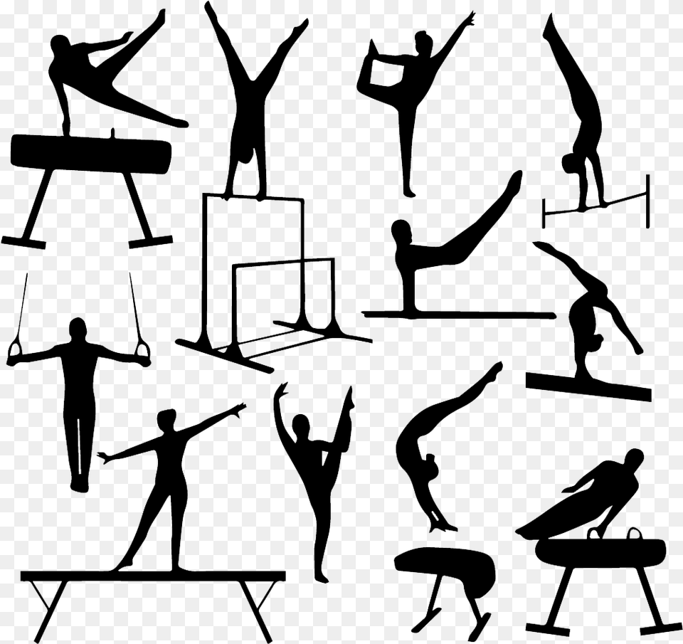 Gymnastics Silhouette Vault Clip Art Clip Art Gymnastics Silhouette, Adult, Female, Person, Woman Free Transparent Png
