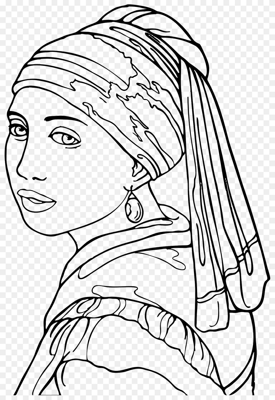 Gypsy Girl Black And White Clipart, Accessories, Art, Earring, Jewelry Png Image