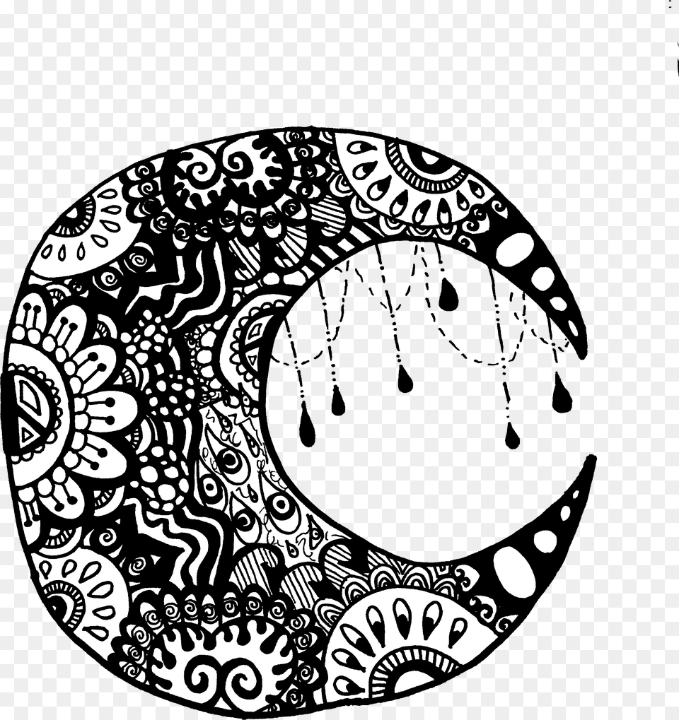 Gypsy Moon Zentangle Doodle Zentangle Crescent Moon, Art, Drawing, Pattern Png