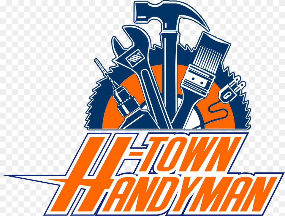 H Town Handyman Logo Handyman Services In Houston Graphic Design, Advertisement, Brush, Device, Tool Free Transparent Png