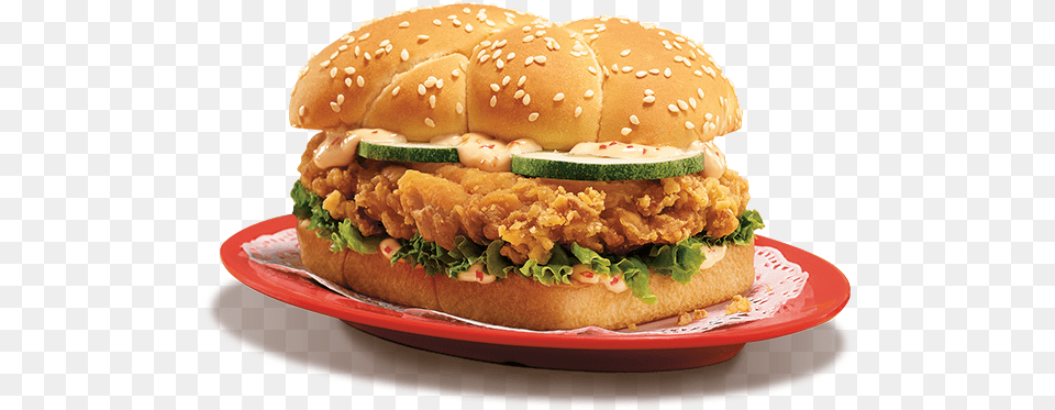 Ha Ha Cheong Gai Chicken Burger Contains Egg Fish Ha Ha Cheong Gai Burger, Food Free Png Download