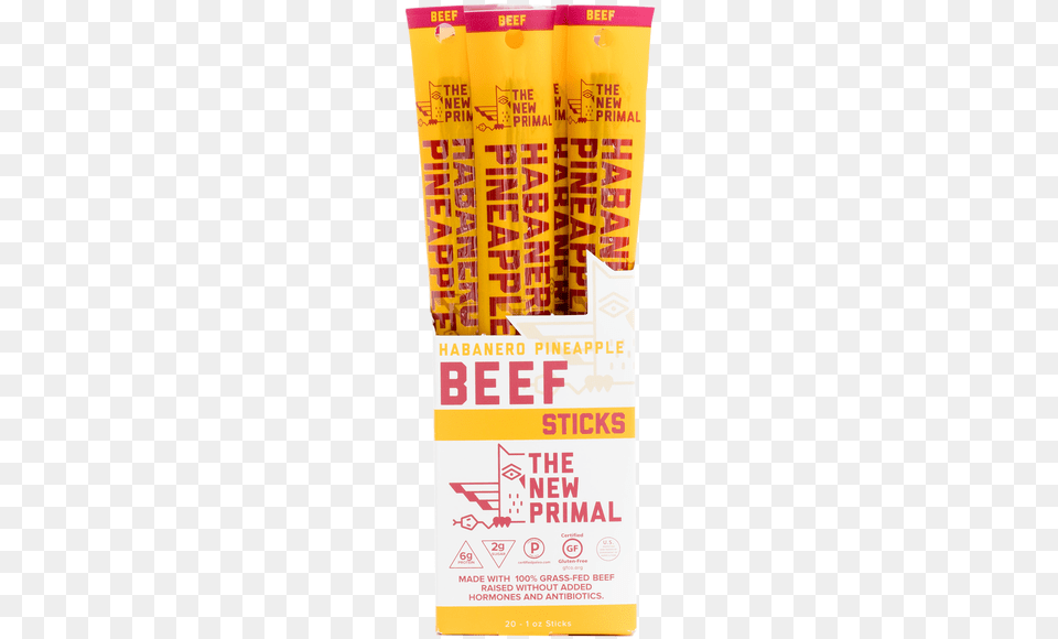 Habanero Pineapple Beef Sticks New Primal Grass Fed Beef Stick Original 20 Count, Advertisement, Poster, Bottle, Cosmetics Png