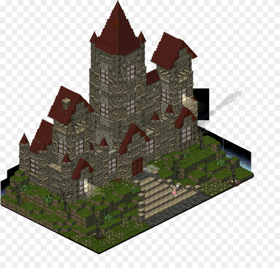 Habbo Haunted House Castle Building Habbo House Interior, Architecture, City, Urban, Fortress Free Png