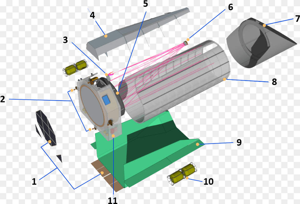 Habex Telescope Instrument Exploded2x Without Labels, Cad Diagram, Diagram, Machine, Aircraft Png