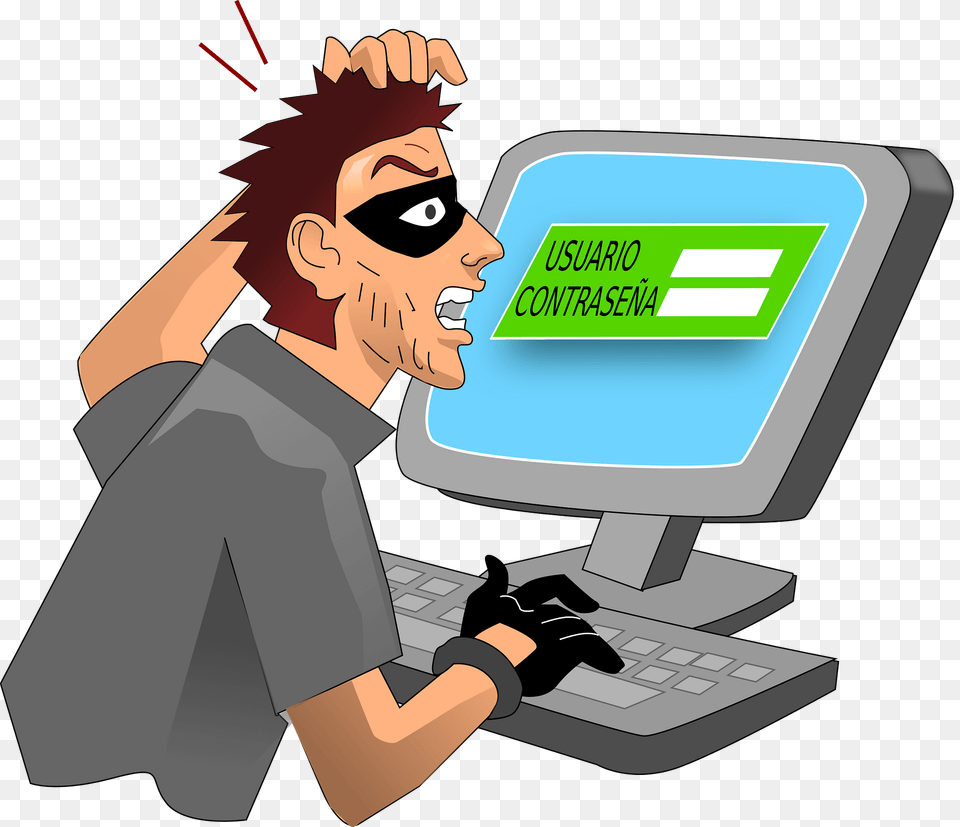 Hacker Trying To Get Into Computer User And Password Clipart, Electronics, Pc, Face, Head Free Png Download