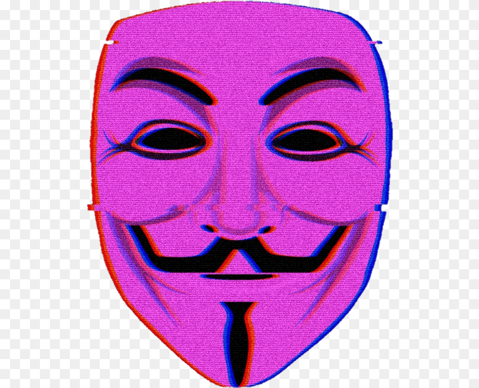 Hackerhackglitcheffect Guy Fawkes Mask, Person, Face, Head, Purple Png Image