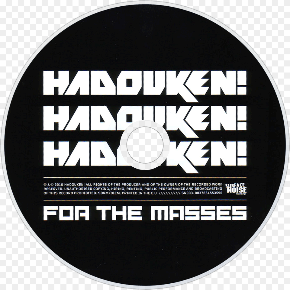 Hadouken For The Masses Cd Disc Image Ting Tings Sounds From Nowheresville Signed 2012, Disk, Dvd Free Png