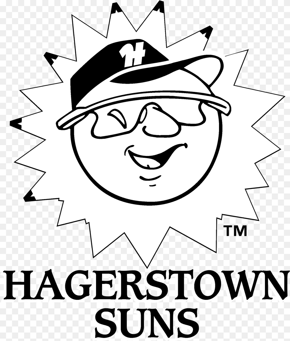 Hagerstown Suns Logo Black And White Hagerstown Suns Logo, Stencil, Face, Head, Person Png Image